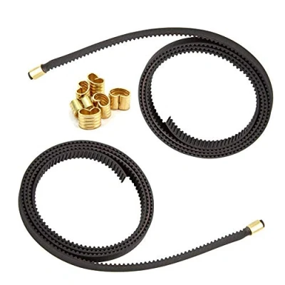 Afbeelding van Zeberoxyz GT2 2 stuks zwarte open tandriemen 1,2 m lang 6 mm breed met 8 koperen gespen voor Ender3 Ender5 CR10 3D printer (open riem)