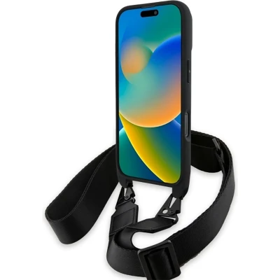 Afbeelding van BMW Backcase hoesje geschikt voor iPhone 16 Pro Max Effen Zwart Kunstleer
