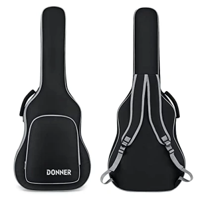 Image de Donner Housse pour guitare acoustique 101,6 cm / 104,4 cm, 5 mm d&#039;épaisseur, étui souple et solide avec sangles réglables, intérieur non tissé résistant à l&#039;eau, rembourrage en éponge