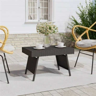 Afbeelding van Bijzettafel inklapbaar 60x40x38 cm poly rattan zwart