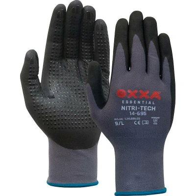 Afbeelding van Oxxa Nitri Tech 14 695 handschoen 10 / XL Zwart/grijs Nitril Gebreid manchet EN 388:2016