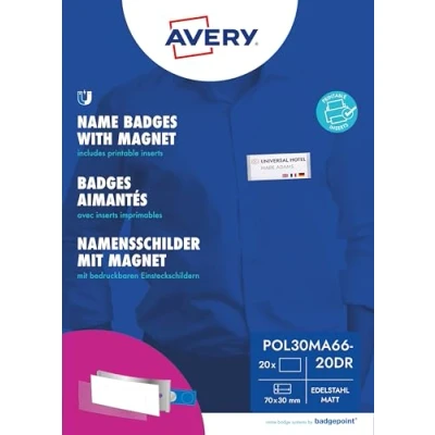 Afbeelding van Avery Zweckform POL30MA66 20DR Naamplaatje (b x h) 70 mm 30 20 stuk(s)