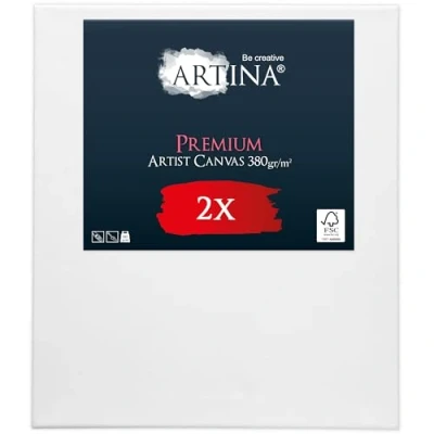 Afbeelding van Artina Set van 2 Schildersdoeken 50x70 cm FSC® Schildersdoek Stuks Premium Canvas Dubbel Geprimed Spieraam Wit
