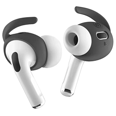 Afbeelding van elago [4 paar] oorhaak etui compatibel met AirPods Pro 2 Ear Hook, comfortabele en veilige pasvorm, verbeterde geluidskwaliteit (donkergrijs)