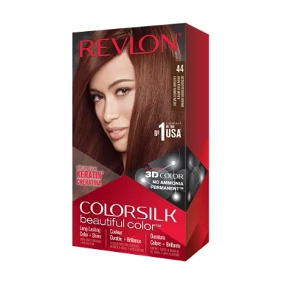 Afbeelding van Revlon ColorSilk Permanente haarverf, knutselen, thuis, zonder ammoniak en verrijkt met keratine, 44 bruin Ramato medium
