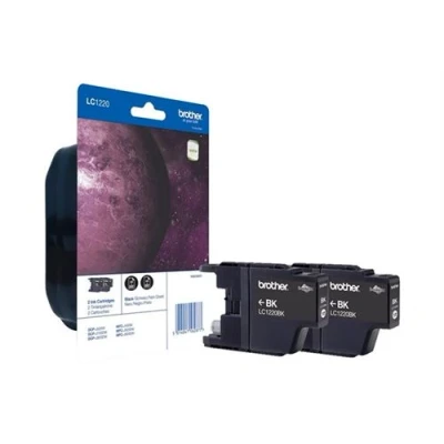 Afbeelding van Brother LC 1220BKBP2 Inktcartridge Zwart Voordeelbundel 2 pack