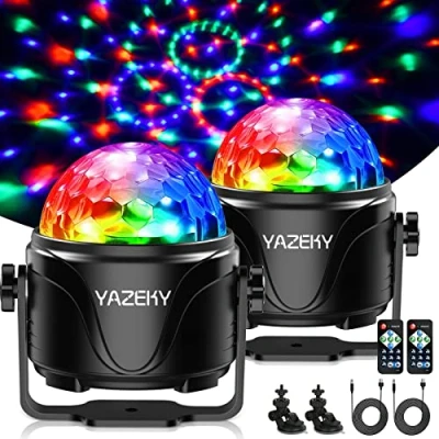 Afbeelding van YAZEKY Feestverlichting, Disco Bal USB 360 Roterend Licht DJ 7RGB Licht, Bal, Facet voor Auto, DJ, KTV, Party, Bar, Kerstmis (2 stuks)