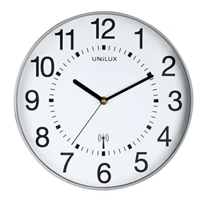 Afbeelding van Unilux Wandklok Maxi Wave, 37,5 Cm, Radiogestuurd Grijs En Wit Horloge