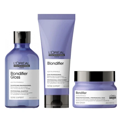 Afbeelding van L&#039;Oréal Serie Expert Blondifier Shampoo 300ml + Conditioner 200ml Mask 250ml bundel/set/pakket