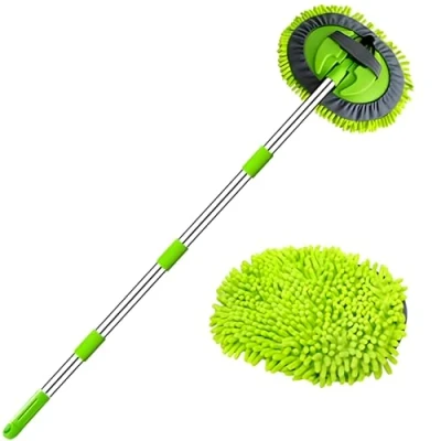 Afbeelding van WillingHeart 63&#039;&#039; 160 cm Autoreinigingsborstel Mop Met Lange Handvat Autowasborstel Voor Auto&#039;s, Vrachtwagens, Suv&#039;s, En Rv&#039;s Camper 2 In 1 Chenille Microvezel Auto Wasborstel Stofdoek Reinigingsset