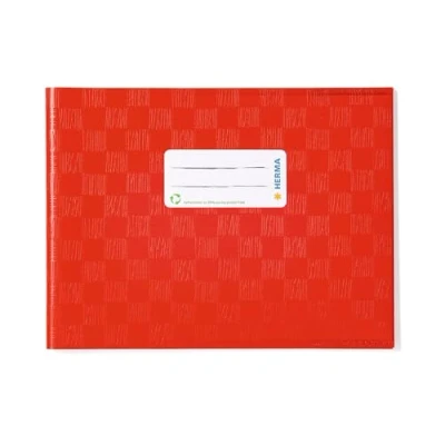 Afbeelding van HERMA 19840 boekomslagen DIN A5 dwars, bast, ordopjes met etiket en baststructuur, van duurzame afwasbare polypropyleen folie, set 10 boekjes voor schoolschriften, rood