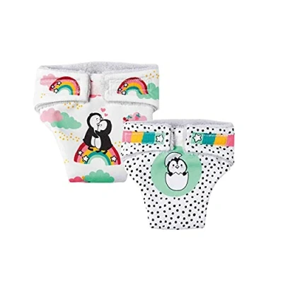 Afbeelding van Heless Poppenluiers Penguïn Dots Junior 28 35 Cm Katoen Wit