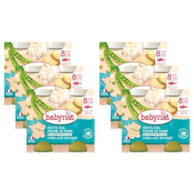 Afbeelding van Babybio Potjes, erwten, aardappel/kabeljauw, 400 g, 6 stuks