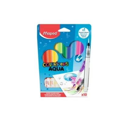 Afbeelding van Maped viltstift Aqua aquarelstiften viltstiften voor kinderen met penseelpunt heldere kleuren inkt wasbaar water etui 10
