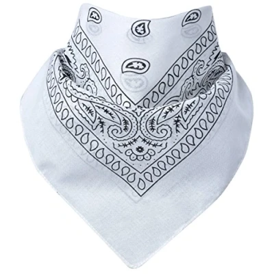 Afbeelding van Miobo Bandana, hoofddoek voor hoofd en hals, 100% katoen, eenheidsmaat 55 x cm, paisley wit, Witte