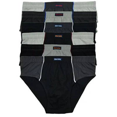Afbeelding van MioRalini 12 of 6 paar slips van 100% zacht katoen, zonder gulp, klassieke kleuren, Set kleuren 04