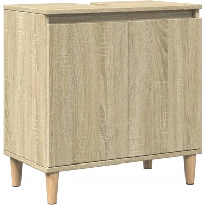 Afbeelding van Wastafelkast 58x33x60 cm bewerkt hout sonoma eikenkleurig