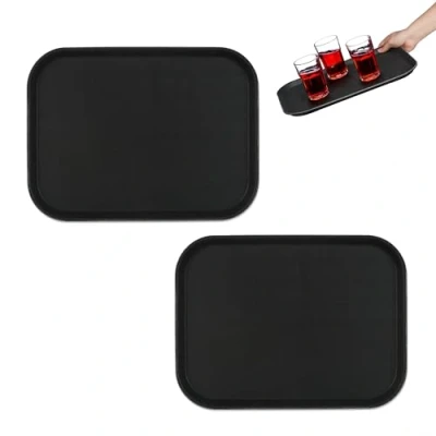 Afbeelding van Relaxdays dienblad serveerblad horeca koffie set van 2 antislip met rand