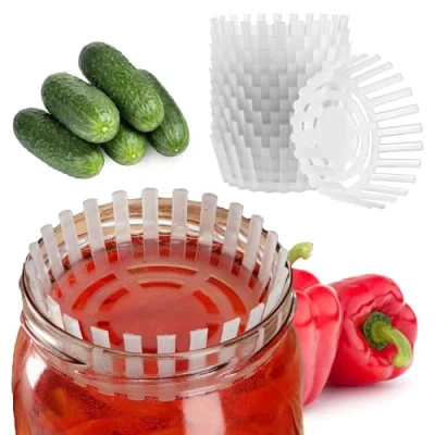 Afbeelding van KADAX 12 stuks fermentatiegewichten voor potten, kunststof gistingsdeksel, voedselverzwaring met net zuurkool, kimchi en komkommers, fermentatiehulp (fi 82 mm/12