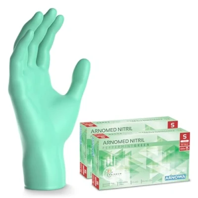 Image de ARNOMED gants jetables vert, nitrile taille S, gant jetable 200 pièces (2 boîtes), en non poudrés &amp; sans latex, cuisine, a usage unique XS, M, L XL