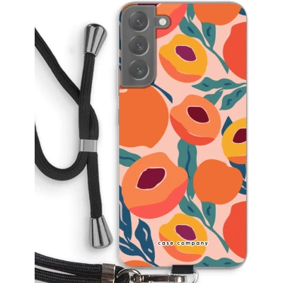 Afbeelding van Case Company® hoesje met Koord geschikt voor Samsung Galaxy S22 Plus Perzik Telefoonhoesje Zwart Bescherming aan alle Kanten en Over de Schermrand