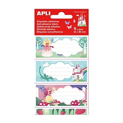 Afbeelding van Apli Prinsessen schooletiketten, meerkleurig, 85 x 36 mm, 9 stuks
