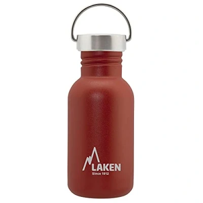 Afbeelding van Laken Basic roestvrijstalen fles met staal en brede mond, 0,5 lood rood