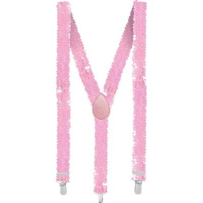 Afbeelding van Boland Bretels Pailletten Roze Volwassenen Unisex Showgirl Caranval accessoire