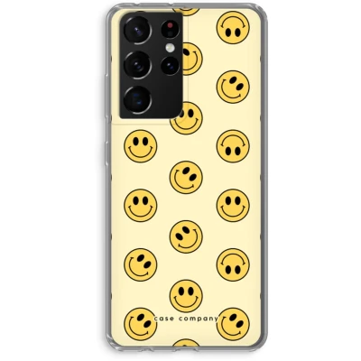 Afbeelding van hoesje geschikt voor Samsung Galaxy S21 Ultra Smiley N2 Soft Cover Telefoonhoesje Bescherming aan alle Kanten en Schermrand