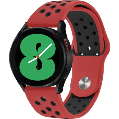 Afbeelding van iMoshion Siliconen sport 20 mm bandje Geschikt voor Samsung Galaxy Watch 6 (Classic) / 5 (Pro) 4 3 Garmin Venu 2 plus Sq Forerunner 245 55 Rood Zwart
