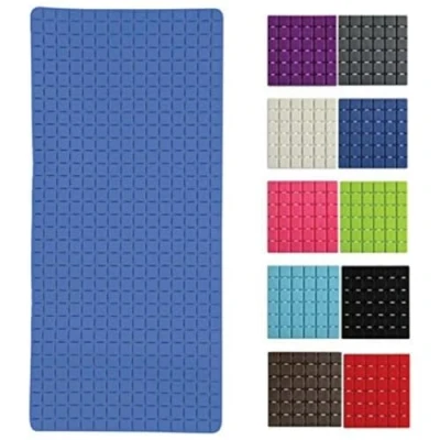 Afbeelding van MSV Douche/bad anti slip mat badkamer rubber blauw 76 x 36 cm met zuignappen