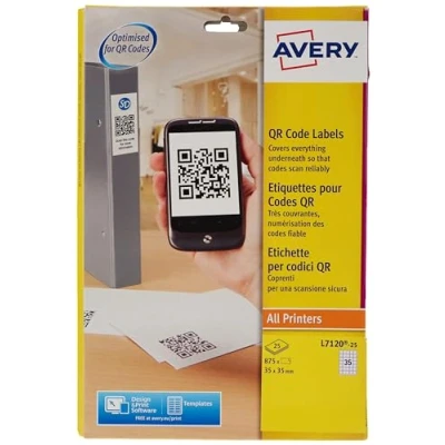 Afbeelding van Produktetiket Avery 35x35mm wit 25 vel 35 etiketten per