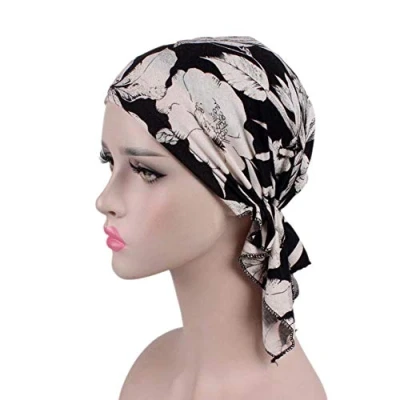 Afbeelding van Chemohoed, Amorar Vrouwen Katoenen Sjaal Tulband Bandana Sjaals Hoofd Muts Hijab Haarband Voorgebonden Haarverlies Elastische Hoofdband voor