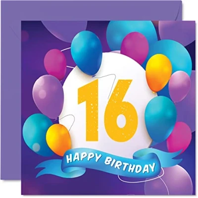 Afbeelding van verjaardagskaart voor jongens en meisjes, ballonfeest, jongeren, jongens, broers, zoon, kleinkinderen, 145 mm x