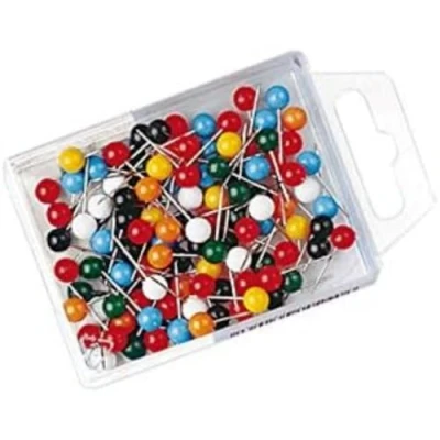 Afbeelding van Wedo 56100 spelden met ronde kop, lengte van de 16 mm, kopdiameter 6 verschillende kleuren, 100 stuks