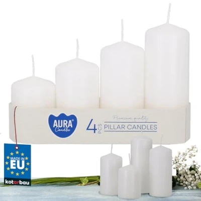 Afbeelding van KOTARBAU® Set van 4 witte stompkaarsen