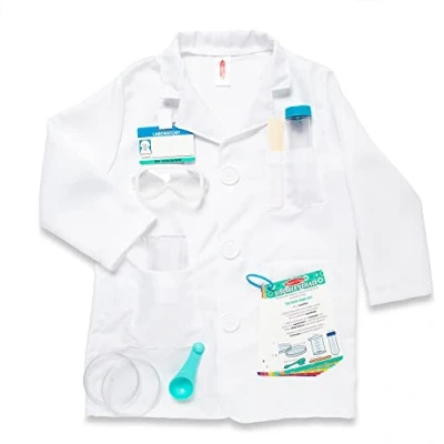 Afbeelding van Melissa &amp; Doug kostuumset voor wetenschappersrollenspel laboratoriumjas, bril, 6 experimenten