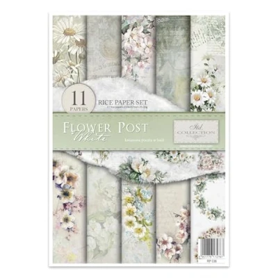 Afbeelding van ITD Collection RP038 Flower Post rijstpapier, wit, 29,7 x 21 cm