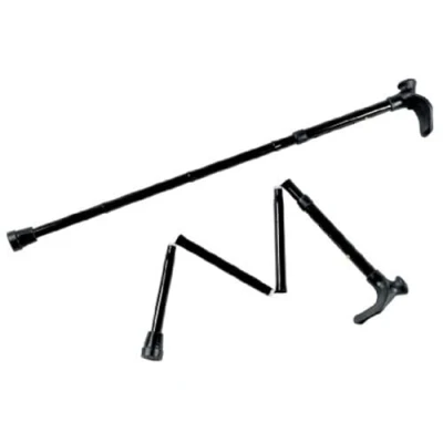 Afbeelding van Wandelstok opvouwbaar met anatomische handgreep : zwart, rechts, lage versie 77,5 87,5 cm