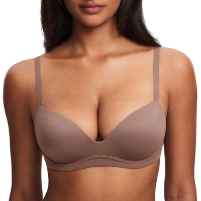 Afbeelding van DOBREVA Comfortabele draadloze push up beha voor dames, bruin, paars.