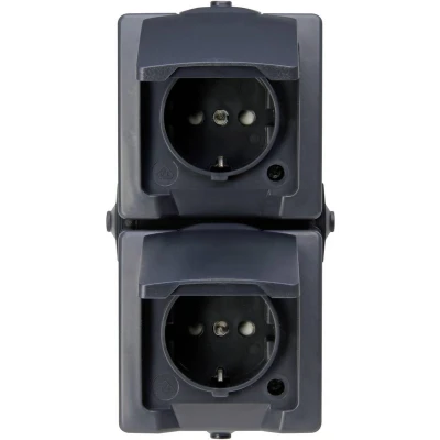 Afbeelding van Kopp 136955007 Nautic Stopcontact met klapdeksel spatwaterdicht Antraciet