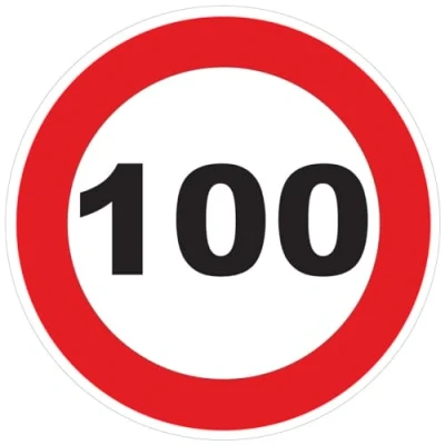 Afbeelding van Sticker snelheidsbegrenzing, rode cirkel, tractor, zwaargewicht, vrachtwagen, 100 km/u, zelfklevend, 20 cm diameter