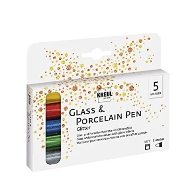 Afbeelding van Kreul Porselein Marker Glitter Set 5 Kleuren Porcelein stiften