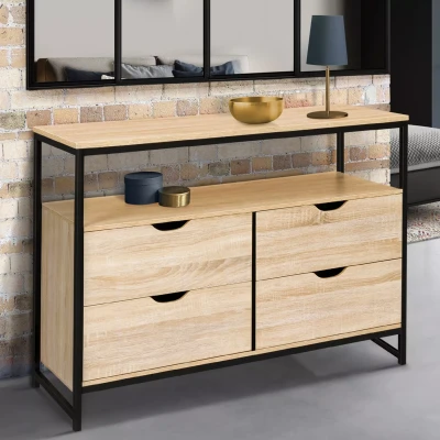 Image de Commode 4 tiroirs DETROIT design industriel avec étagère