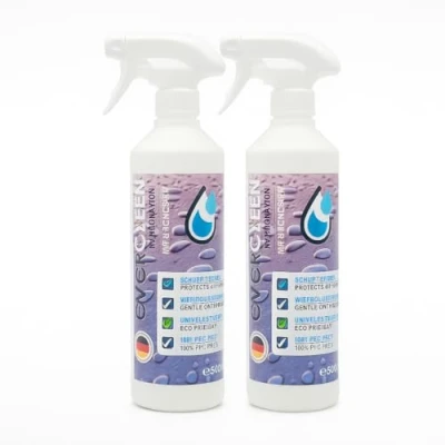 Afbeelding van EVERCLEEN 2 x 500 ml impregneerspray, beschermt effectief tegen regen en vocht, impregneerspray voor schoenen textiel, 100% biologisch afbreekbaar.