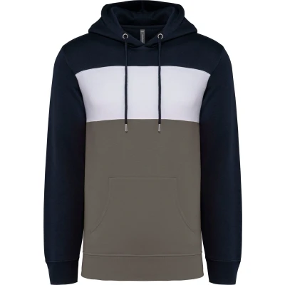 Afbeelding van Kariban Driekleurige unisex sweater met capuchon K4016 Navy / White Basalt Grey
