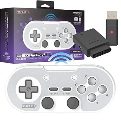 Image de Manette Sans Fil RetroBit Legacy 16 Grise Switch, PC, Steam, Raspberry Pi, SNES, Android