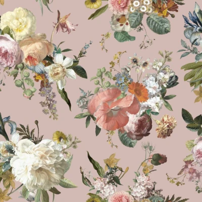 Afbeelding van ESTAhome behang vintage bloemen oudroze 139367 0,53 x 10,05 m