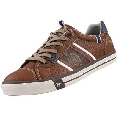 Afbeelding van Mustang Sneakers laag, Heren, Maat: 44, Cognac Hoogwaardig imitatieleer