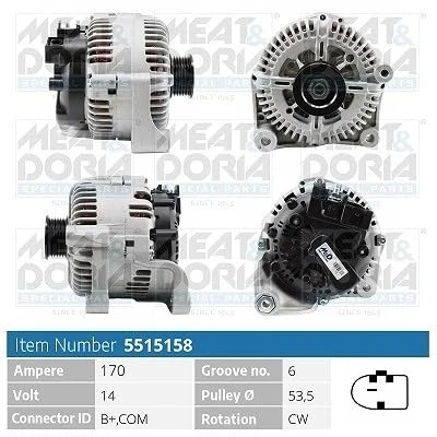 Afbeelding van MEAT &amp; DORIA 5515158 Dynamo / Alternator 14V 170A BMW: X6